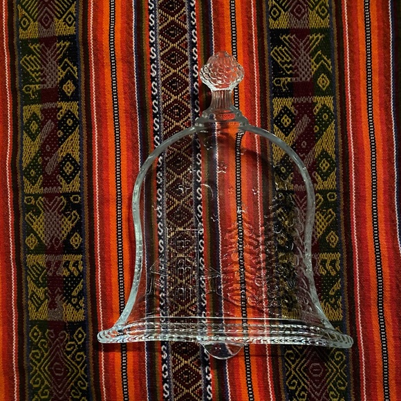 Vintage Christmas 🎄 Scene Bell Shaped Clear Glass Candy Dish - Picture 9 of 16